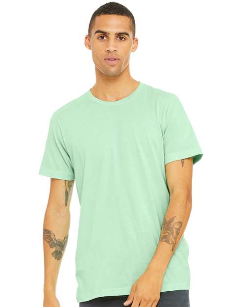 BELLA + CANVAS Triblend Tee 3413 Military Green Triblend Custom Embroidered Business Logo