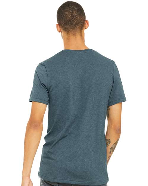 BELLA + CANVAS Triblend Tee 3413 Steel Blue Triblend Custom Embroidered Business Logo