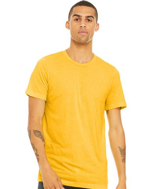 Custom Embroidered  BELLA + CANVAS Triblend Tee 3413 Yellow Gold Triblend