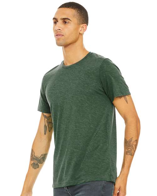 BELLA + CANVAS Triblend Tee 3413 Grass Green Triblend Custom Embroidered Business Logo