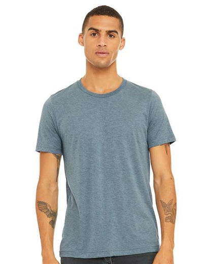 Custom Embroidered  BELLA + CANVAS Triblend Tee 3413 Denim Triblend