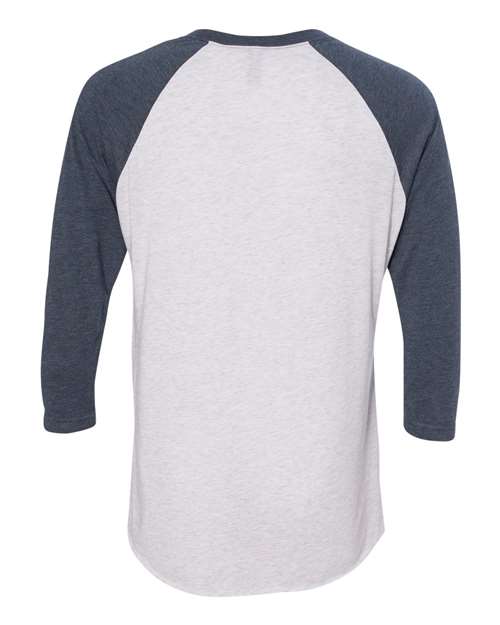 Next Level Triblend Three-Quarter Raglan T-Shirt 6051 Indigo Sleeves/ Heather White Body