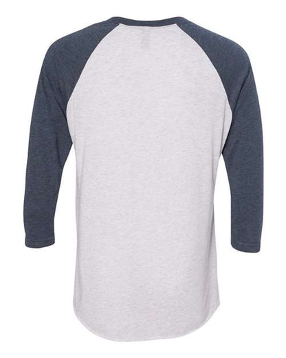 Next Level Triblend Three-Quarter Raglan T-Shirt 6051 Indigo Sleeves/ Heather White Body