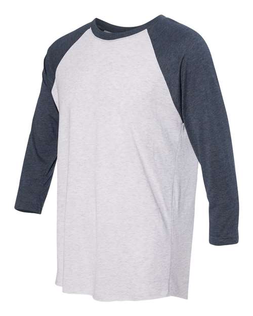 Next Level Triblend Three-Quarter Raglan T-Shirt 6051 Indigo Sleeves/ Heather White Body