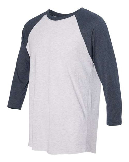 Next Level Triblend Three-Quarter Raglan T-Shirt 6051 Indigo Sleeves/ Heather White Body