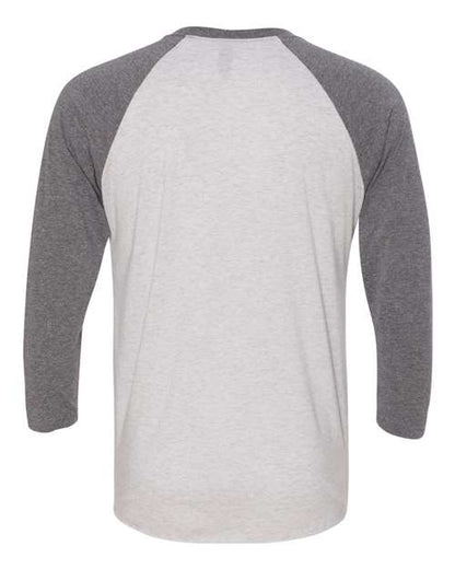 Next Level Triblend Three-Quarter Raglan T-Shirt 6051 Premium Heather Sleeves/ Heather White Body