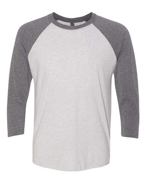 Next Level Triblend Three-Quarter Raglan T-Shirt 6051 Premium Heather Sleeves/ Heather White Body
