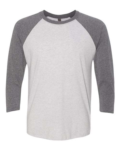Next Level Triblend Three-Quarter Raglan T-Shirt 6051 Premium Heather Sleeves/ Heather White Body