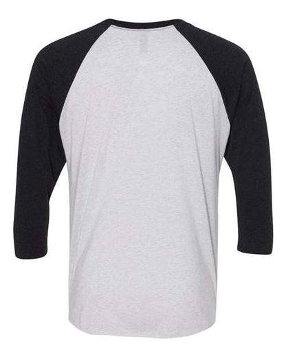 Next Level Triblend Three-Quarter Raglan T-Shirt 6051 Vintage Black Sleeves/ Heather White Body