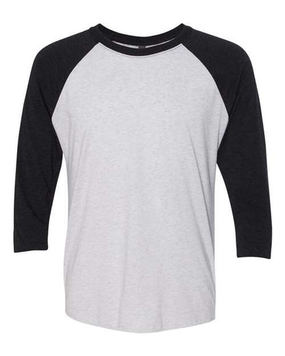 Next Level Triblend Three-Quarter Raglan T-Shirt 6051 Vintage Black Sleeves/ Heather White Body