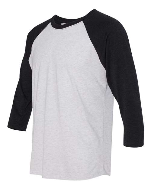 Next Level Triblend Three-Quarter Raglan T-Shirt 6051 Vintage Black Sleeves/ Heather White Body