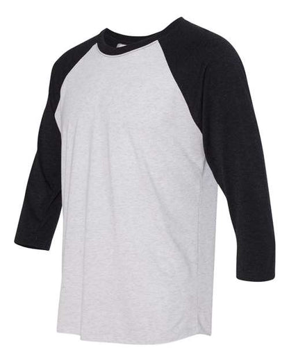 Next Level Triblend Three-Quarter Raglan T-Shirt 6051 Vintage Black Sleeves/ Heather White Body