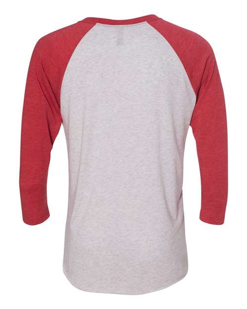 Next Level Triblend Three-Quarter Raglan T-Shirt 6051 Vintage Red Sleeves/ Heather White Body
