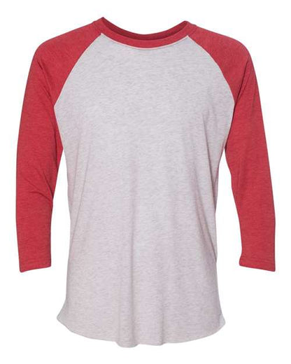 Next Level Triblend Three-Quarter Raglan T-Shirt 6051 Vintage Red Sleeves/ Heather White Body