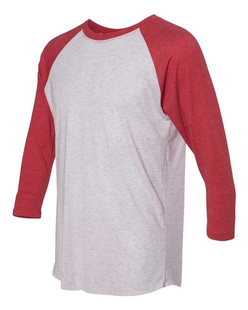 Next Level Triblend Three-Quarter Raglan T-Shirt 6051 Vintage Red Sleeves/ Heather White Body