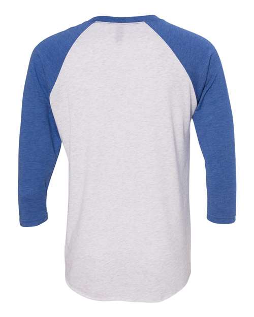 Next Level Triblend Three-Quarter Raglan T-Shirt 6051 Vintage Royal Sleeves/ Heather White Body