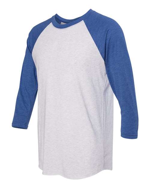 Next Level Triblend Three-Quarter Raglan T-Shirt 6051 Vintage Royal Sleeves/ Heather White Body