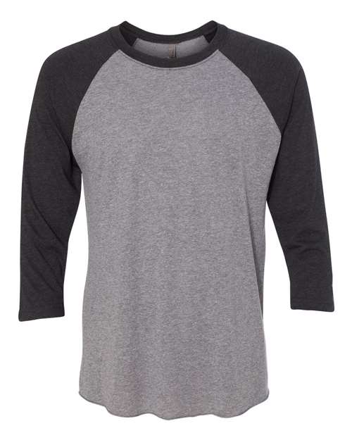 Next Level Triblend Three-Quarter Raglan T-Shirt 6051 Vintage Black Sleeves/ Premium Heather Body