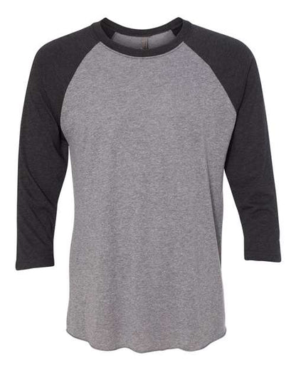 Next Level Triblend Three-Quarter Raglan T-Shirt 6051 Vintage Black Sleeves/ Premium Heather Body