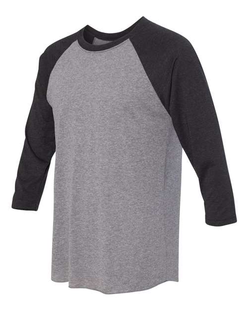Next Level Triblend Three-Quarter Raglan T-Shirt 6051 Vintage Black Sleeves/ Premium Heather Body