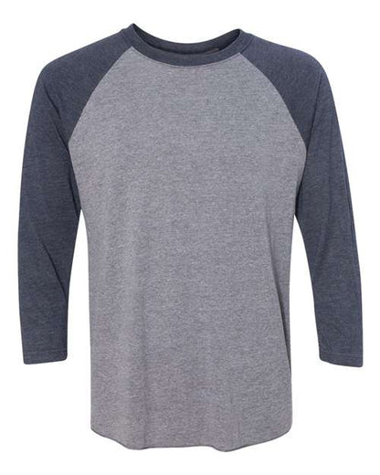 Next Level Triblend Three-Quarter Raglan T-Shirt 6051 Vintage Navy Sleeves/ Premium Heather Body