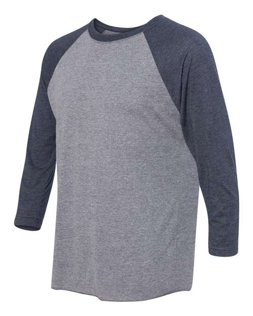 Next Level Triblend Three-Quarter Raglan T-Shirt 6051 Vintage Navy Sleeves/ Premium Heather Body