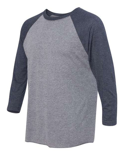 Next Level Triblend Three-Quarter Raglan T-Shirt 6051 Vintage Navy Sleeves/ Premium Heather Body