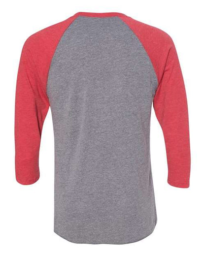 Next Level Triblend Three-Quarter Raglan T-Shirt 6051 Vintage Red Sleeves/ Premium Heather Body