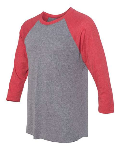 Next Level Triblend Three-Quarter Raglan T-Shirt 6051 Vintage Red Sleeves/ Premium Heather Body