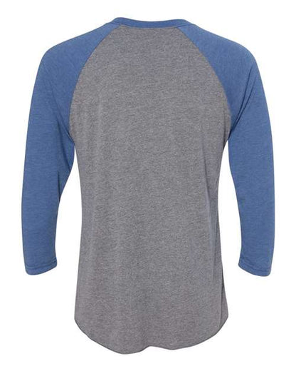Next Level Triblend Three-Quarter Raglan T-Shirt 6051 Vintage Royal Sleeves/ Premium Heather Body
