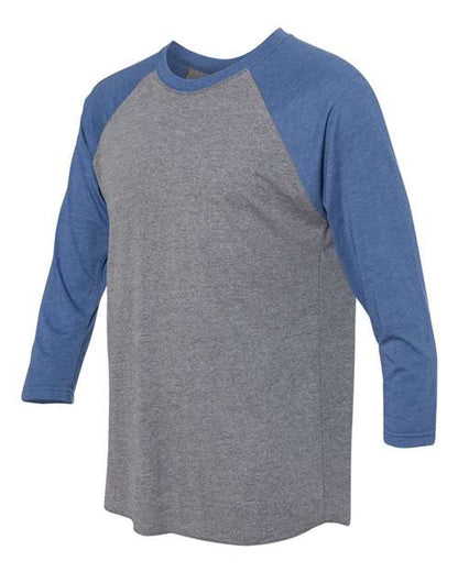Next Level Triblend Three-Quarter Raglan T-Shirt 6051 Vintage Royal Sleeves/ Premium Heather Body