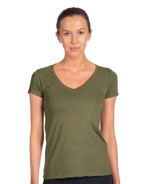 Next Level Women's Ideal V-Neck T-Shirt 1540 Military Green