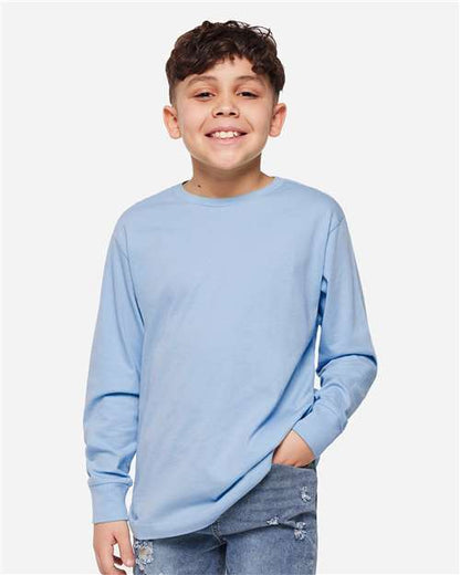 LAT Youth Fine Jersey Long Sleeve Tee 6201 Light Blue