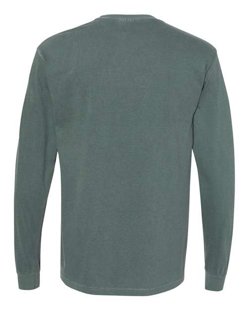 Comfort Colors Garment-Dyed Heavyweight Long Sleeve T-Shirt 6014 Blue Spruce Custom Embroidered Business Logo