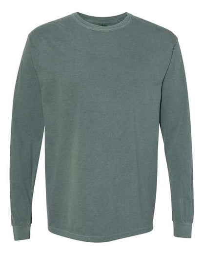 Comfort Colors Garment-Dyed Heavyweight Long Sleeve T-Shirt 6014 Blue Spruce Custom Embroidered Business Logo