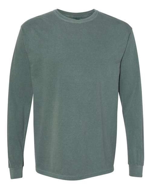 Comfort Colors Garment-Dyed Heavyweight Long Sleeve T-Shirt 6014 Blue Spruce Custom Embroidered Business Logo