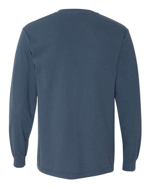 Comfort Colors Garment-Dyed Heavyweight Long Sleeve T-Shirt 6014 Midnight Custom Embroidered Business Logo