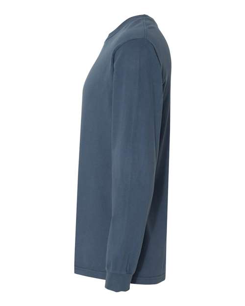 Comfort Colors Garment-Dyed Heavyweight Long Sleeve T-Shirt 6014 Midnight Custom Embroidered Business Logo