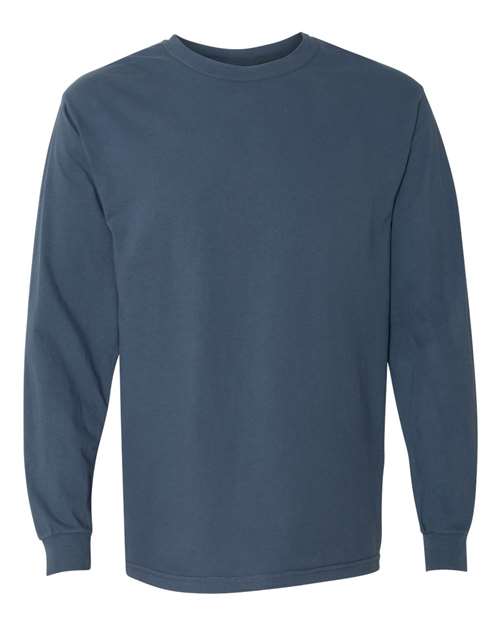 Comfort Colors Garment-Dyed Heavyweight Long Sleeve T-Shirt 6014 Midnight Custom Embroidered Business Logo