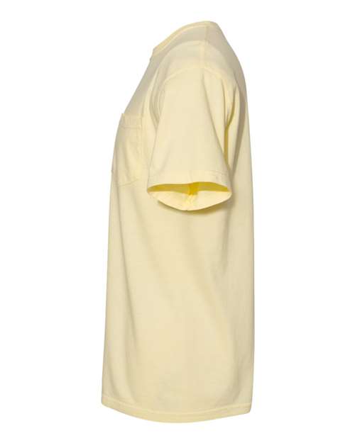 Comfort Colors Garment-Dyed Heavyweight Pocket T-Shirt 6030 Banana Custom Embroidered Business Logo