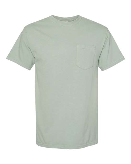 Comfort Colors Garment-Dyed Heavyweight Pocket T-Shirt 6030 Banana Custom Embroidered Business Logo