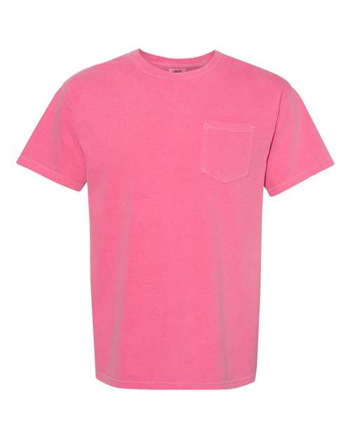 Comfort Colors Garment-Dyed Heavyweight Pocket T-Shirt 6030 Crunchberry Custom Embroidered Business Logo