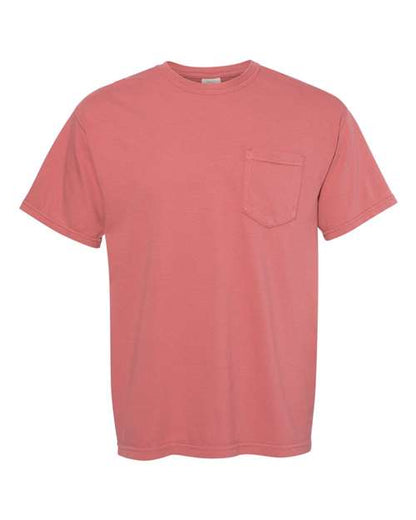Comfort Colors Garment-Dyed Heavyweight Pocket T-Shirt 6030 Crunchberry Custom Embroidered Business Logo
