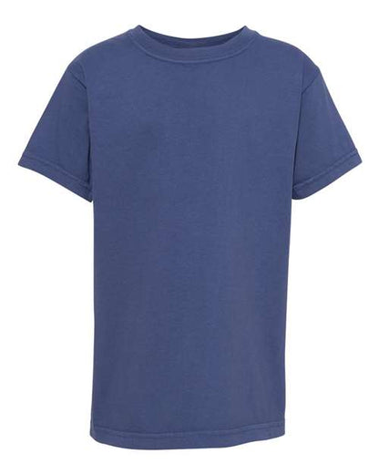 Comfort Colors Garment-Dyed Youth Heavyweight T-Shirt 9018 China Blue Custom Embroidered Business Logo