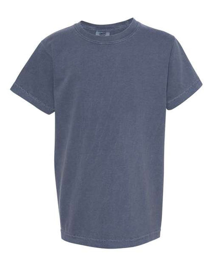 Comfort Colors Garment-Dyed Youth Heavyweight T-Shirt 9018 Denim Custom Embroidered Business Logo