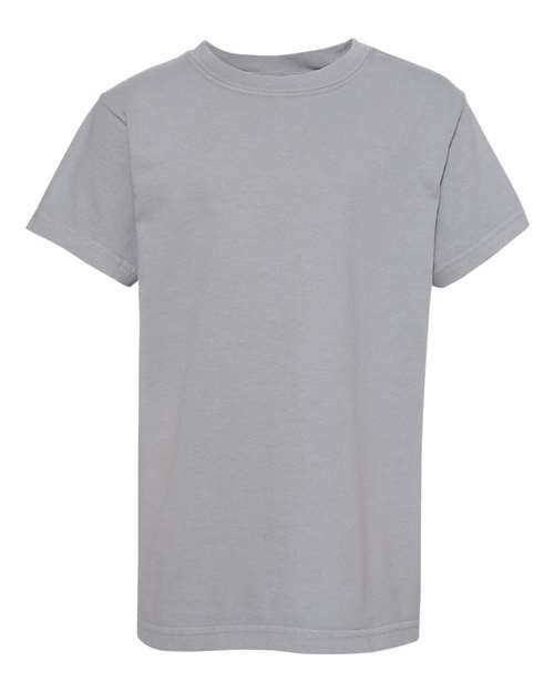 Comfort Colors Garment-Dyed Youth Heavyweight T-Shirt 9018 Granite Custom Embroidered Business Logo