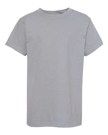 Comfort Colors Garment-Dyed Youth Heavyweight T-Shirt 9018 Granite Custom Embroidered Business Logo