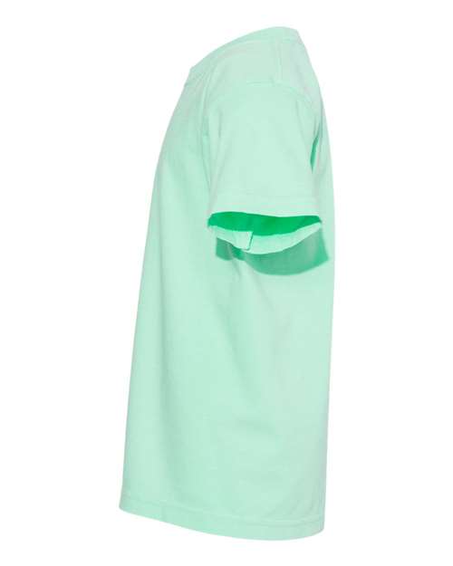 Comfort Colors Garment-Dyed Youth Heavyweight T-Shirt 9018 Island Reef Custom Embroidered Business Logo