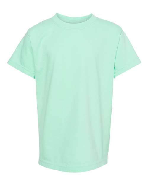 Comfort Colors Garment-Dyed Youth Heavyweight T-Shirt 9018 Island Reef Custom Embroidered Business Logo
