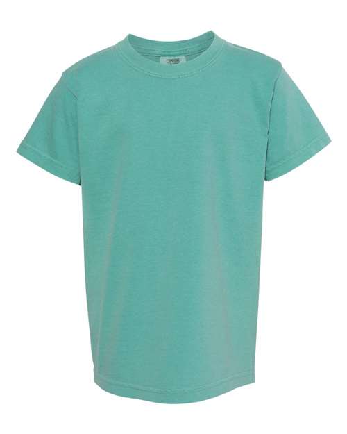 Comfort Colors Garment-Dyed Youth Heavyweight T-Shirt 9018 Seafoam Custom Embroidered Business Logo